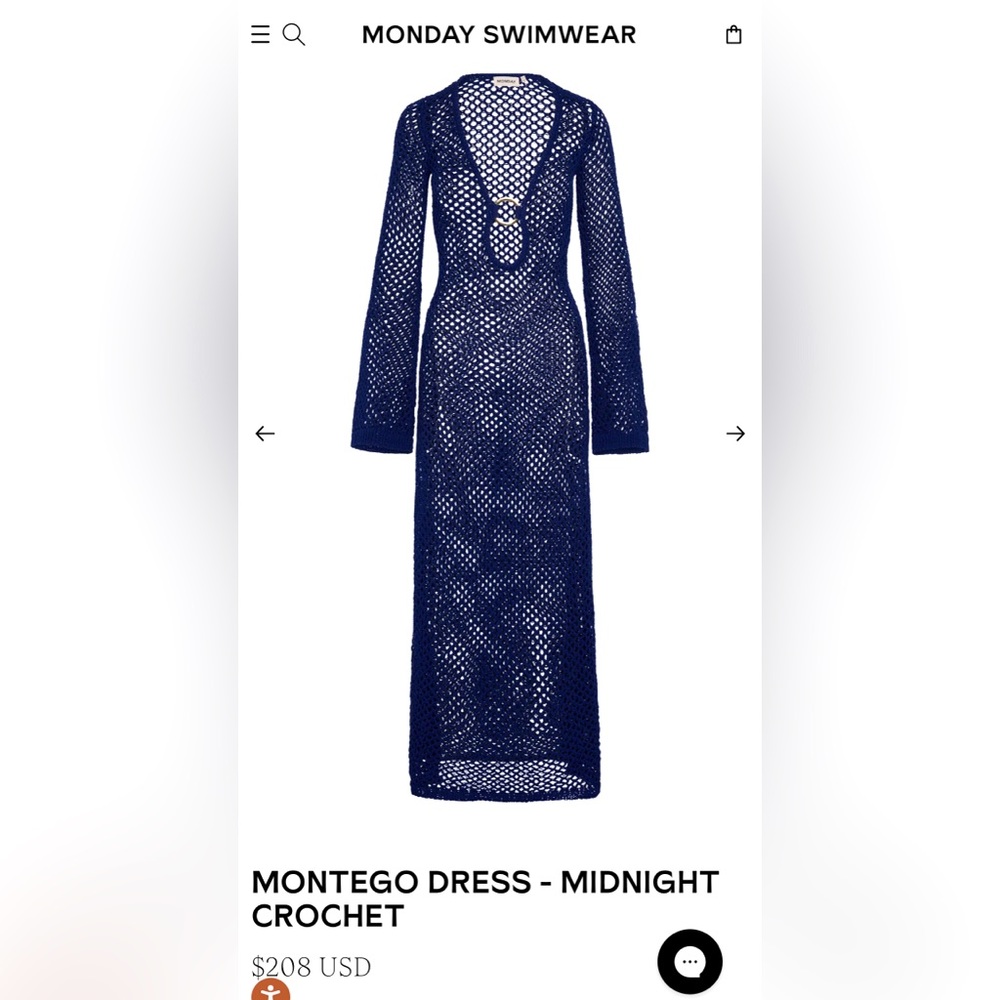 Montego Dress - Midnight Crochet NWT Size Small